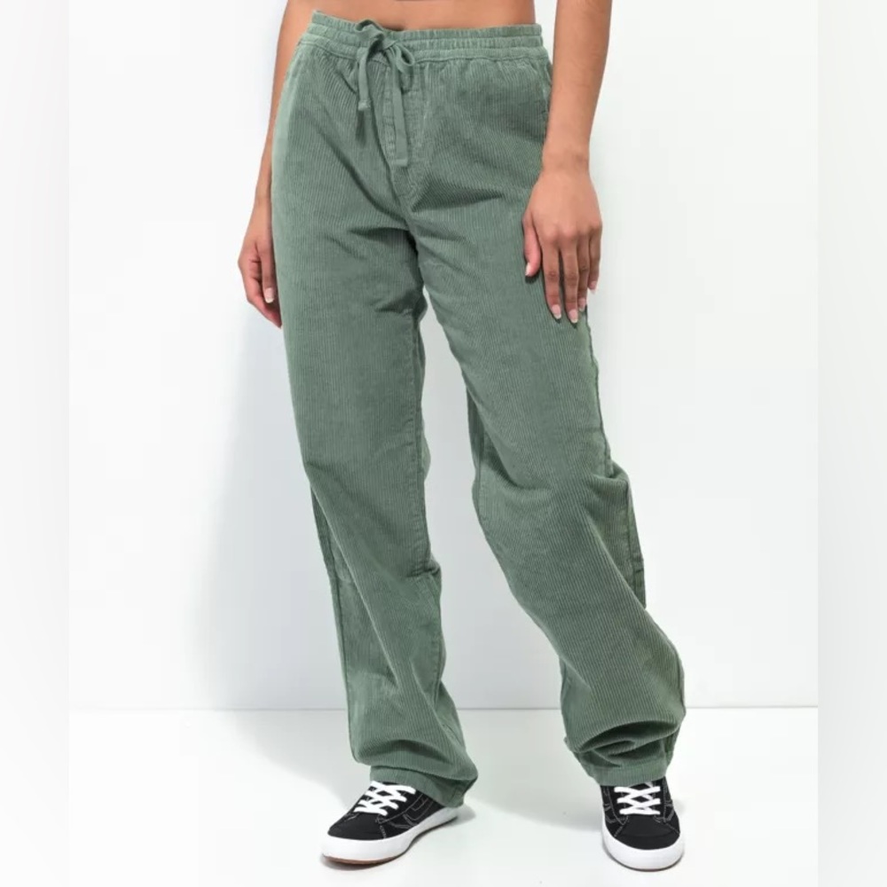Unisex Empyre Sage Green Skate Pants | straight corduroy pants | elastic waist